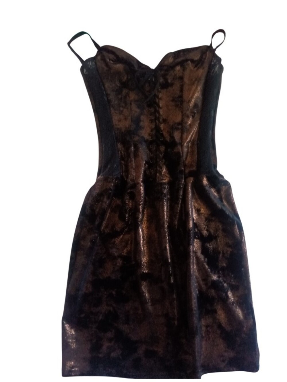 Adored Black And Gold Velvet Lace-Up Corset Dress Size S